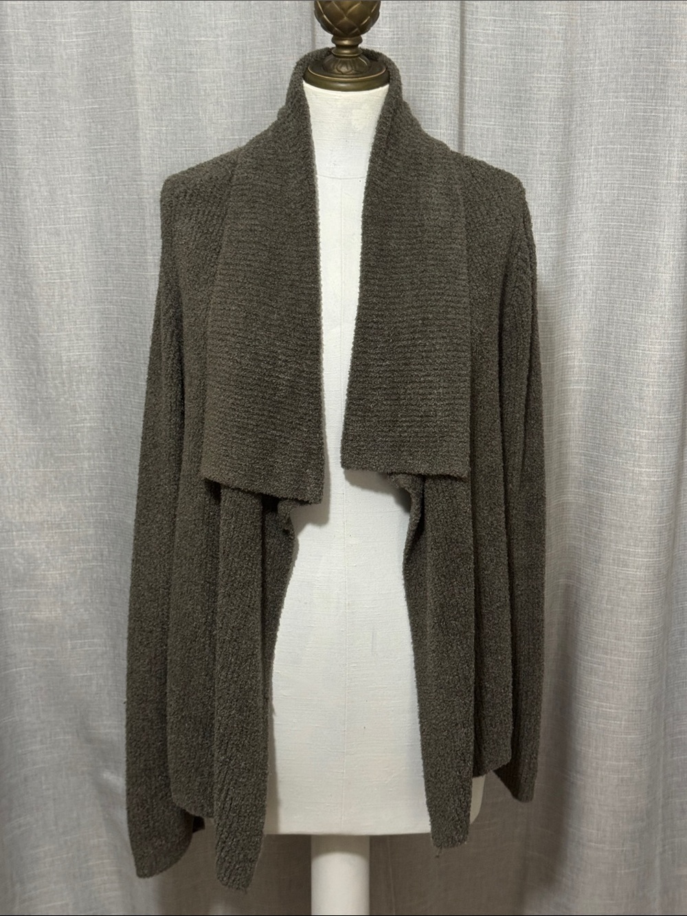Barefoot Dreams-Sz L-Cozy Chic Lite Wrap Sweater-Open Front-Gray-EUC